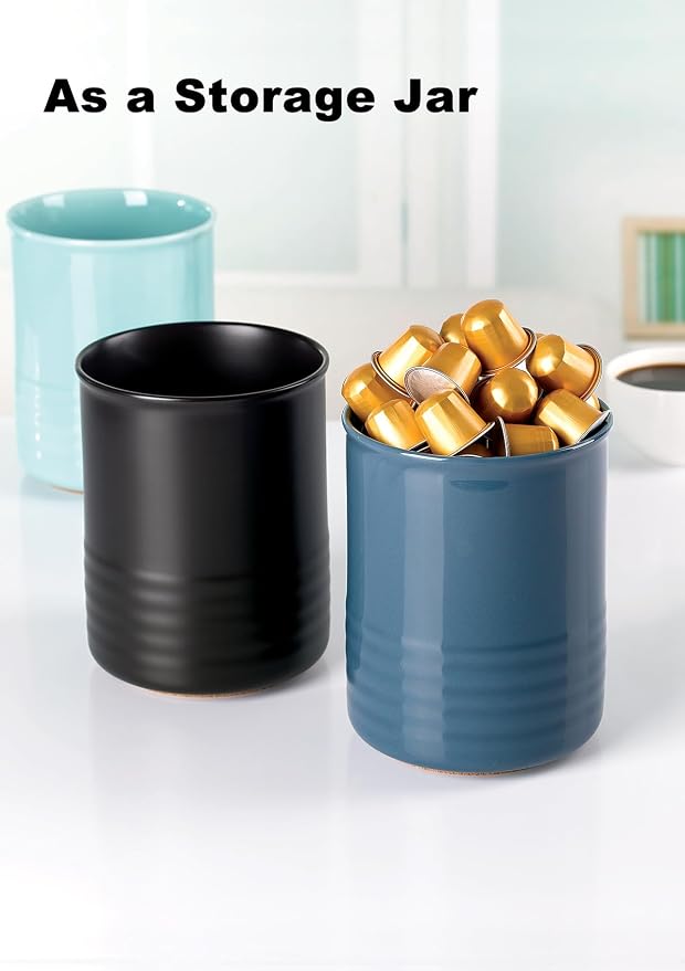 ABRUTY Utensil Holder, 6.7" Ceramic Kitchen Utensil Crock - Image 9