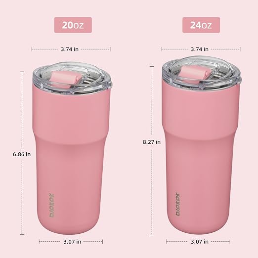 BJPKPK Insulated Tumbler with Lid,24oz Stainless Steel Tumbler,Double Wall Travel Coffee Mug Thermal cup,Keep Drinks Cold and Hot,Pink - Image 5