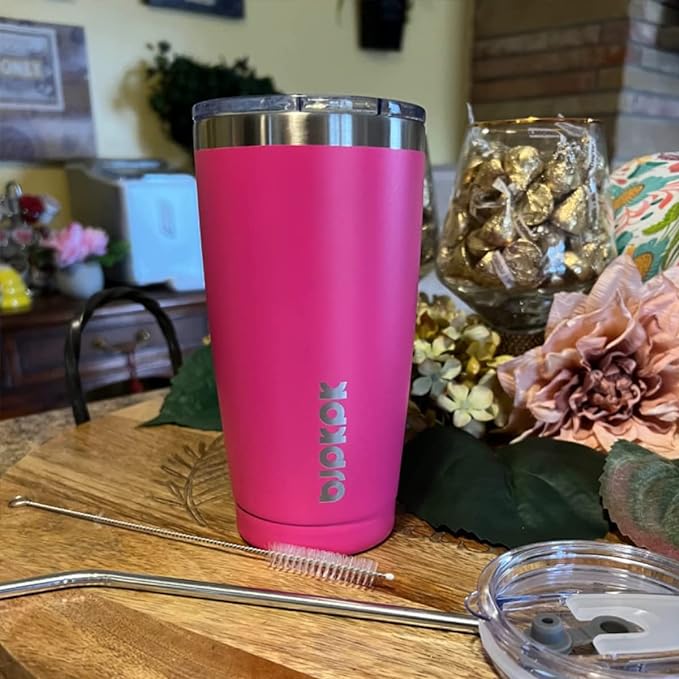 BJPKPK 20 oz Tumbler Stainless Steel Vacuum Insulated Tumblers Cup with Lid and Straw,Red - Image 4