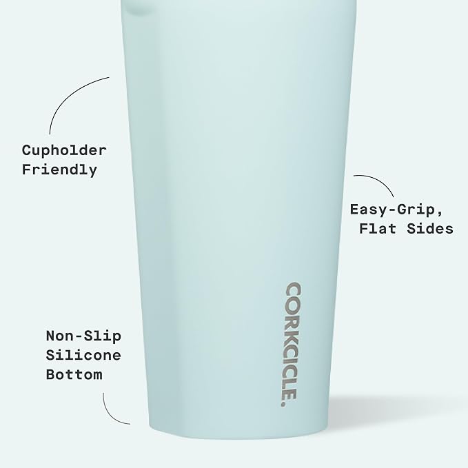 Corkcicle Classic Tumbler - Keeps Drinks Hot for 3 Hours - Triple-Insulated Stainless Steel - Cupholder Friendly - Holiday Mug Gift - Great for Gifting Warmth - 24 oz - Gloss Powder Blue - Image 4