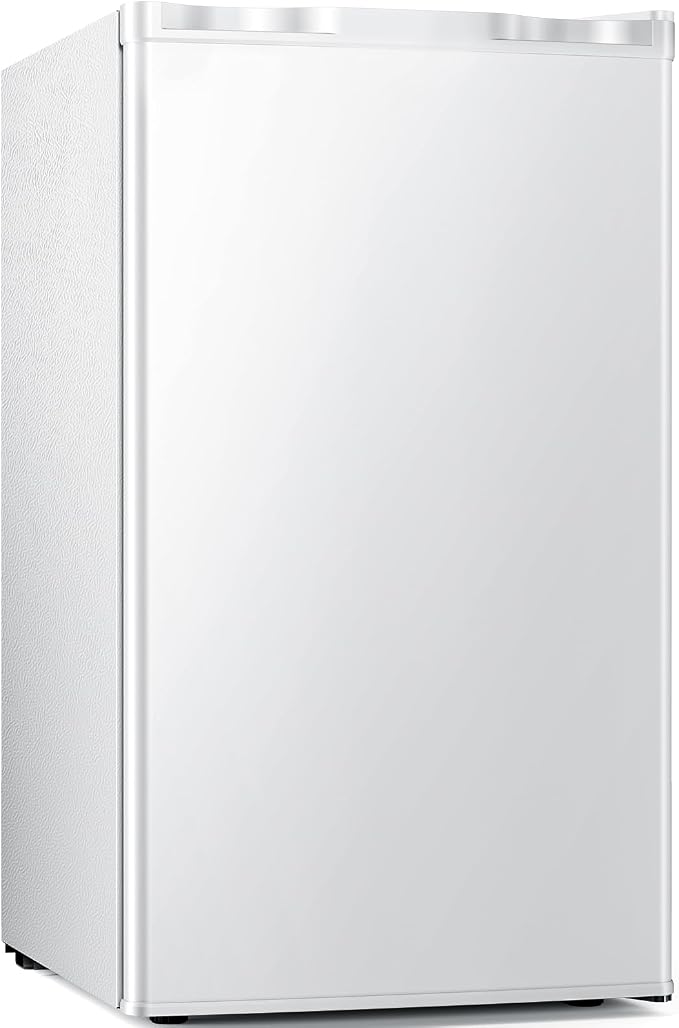 Antarctic Star Mini Compact Refrigerator with Freezer, 3.2 Cu.Ft. Single Door with Adjustable Thermostat,Removable Glass Shelves for Apartment/Dorm/Office,WHITE by AntarcticStar