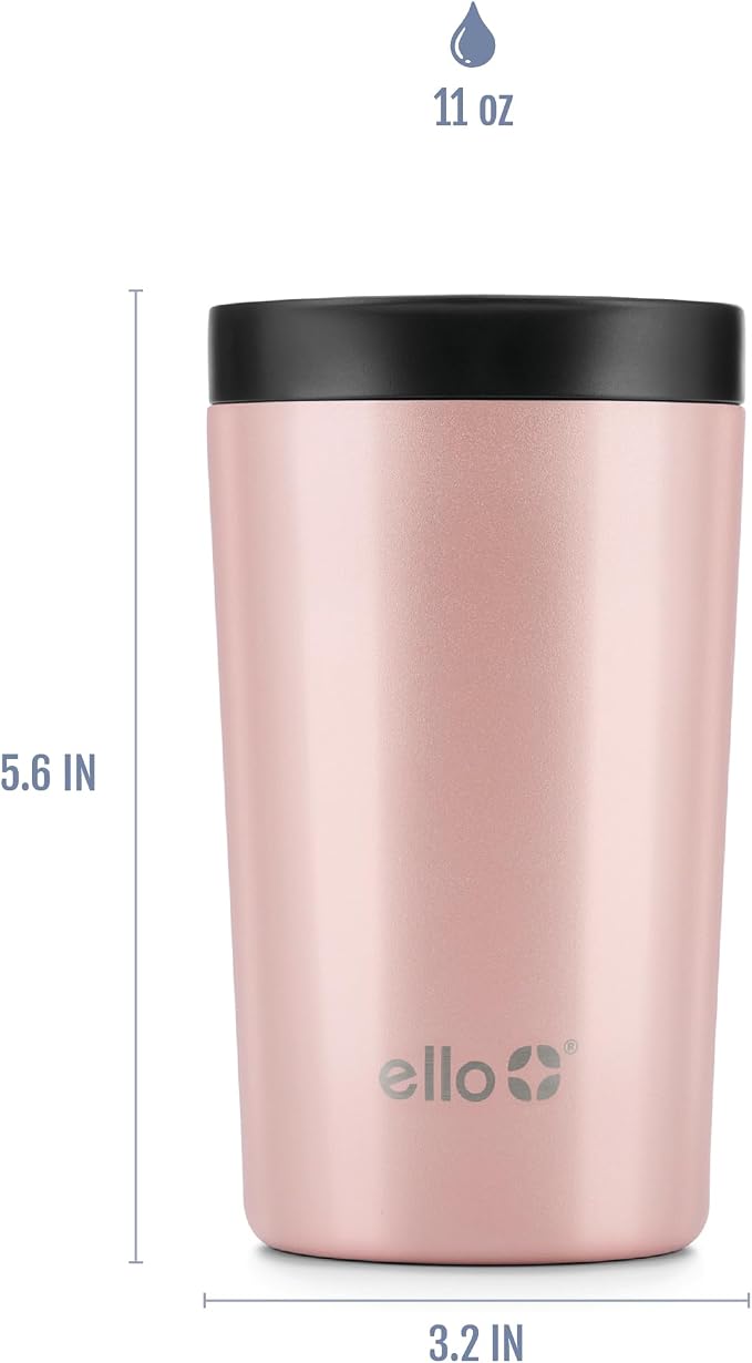 Ello Jones Stainless Steel Travel Coffee Mug - Travel Tea Mug, 11oz, Rosegold - Image 5