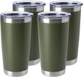 HASLE OUTFITTERS 20oz Stainless Steel Tumblers Bulk, Insulated Travel Cup with Lid, Double Wall Vacuum Coffee Mug for Cold & Hot Drinks 4 Pack, Army Green by HASLEOUTFITTERS