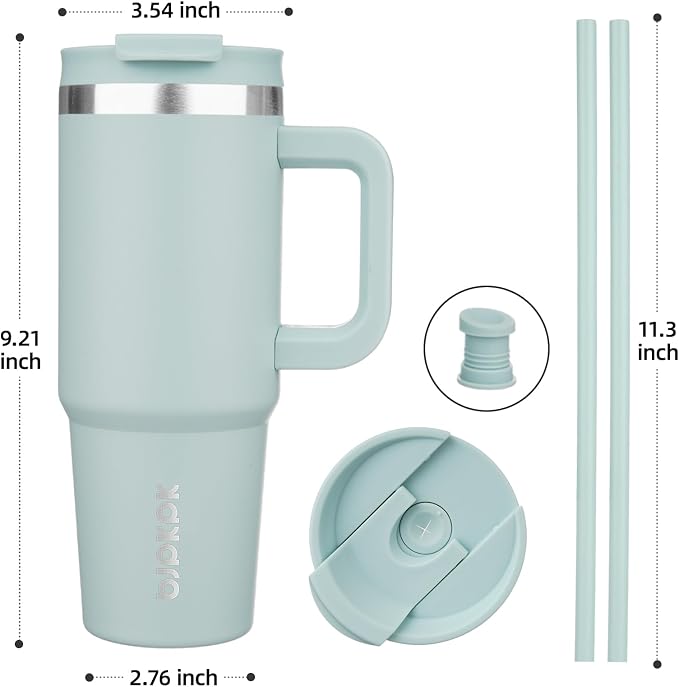 BJPKPK 30 oz Tumbler With Handle Insulated Tumblers With Lid And Straw Stainless Steel Thermal Cup,Blue Haze - Image 3