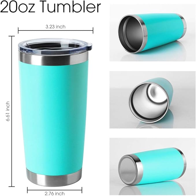 HASLE OUTFITTERS 20oz Stainless Steel Tumblers Bulk, Insulated Travel Cup with Lid, Double Wall Vacuum Coffee Mug for Cold & Hot Drinks 4 Pack, Light Blue - Image 2