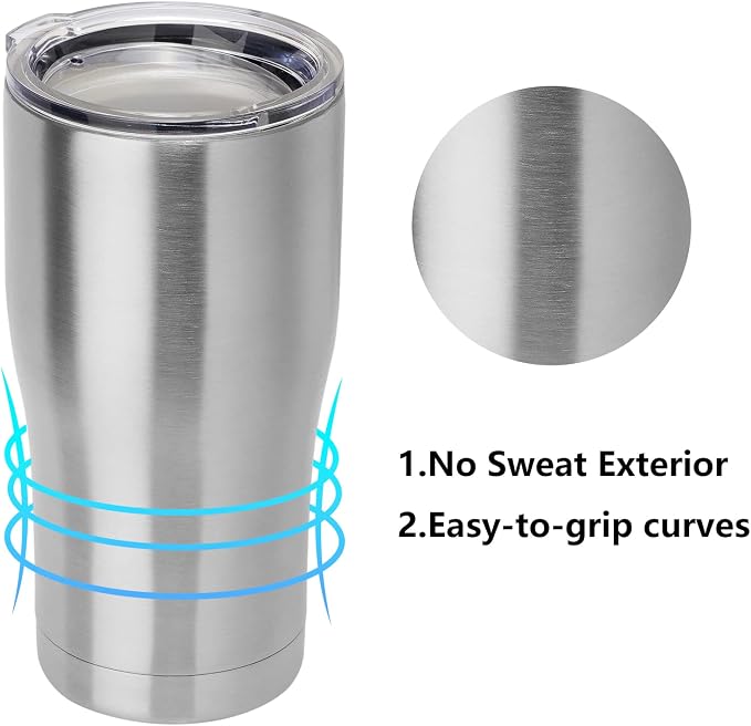 DOMICARE 20oz Tumbler with Lid Stainless Steel Tumblers Bulk, Double Wall Vacuum Insulated Coffee Travel Mug, 8 Count (Pack of 1) Stainless Steel - Image 2
