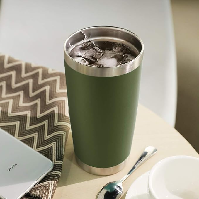 DOMICARE 20oz Stainless Steel Tumbler Bulk with Lid, Double Wall Vacuum Insulated Travel Mug, Powder Coated Coffee Cup, Army Green, 12 Pack - Image 6