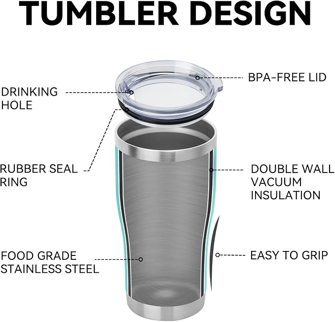DOMICARE 20oz Tumbler with Lid Stainless Steel Tumblers Bulk, Double Wall Vacuum Insulated Coffee Travel Mug Powder Coated Tumbler, 1 Count (Pack of 1) Light Blue - Image 4