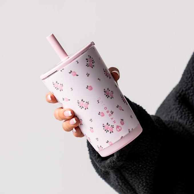 HydroJug Everyday Tumbler 14 oz – Ceramic-Lined Insulated Tumbler with Straw and Soft-Touch Lid, Cup Holder Friendly, Double-Wall Vacuum Insulation, Reusable Travel Cup – Wildrose - Image 5