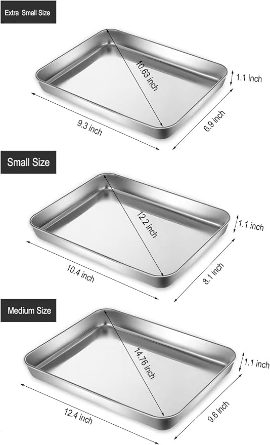 Small Cookie Baking Sheet Pans Stainless Steel 304 Little Tiny Serving Tray - Image 2