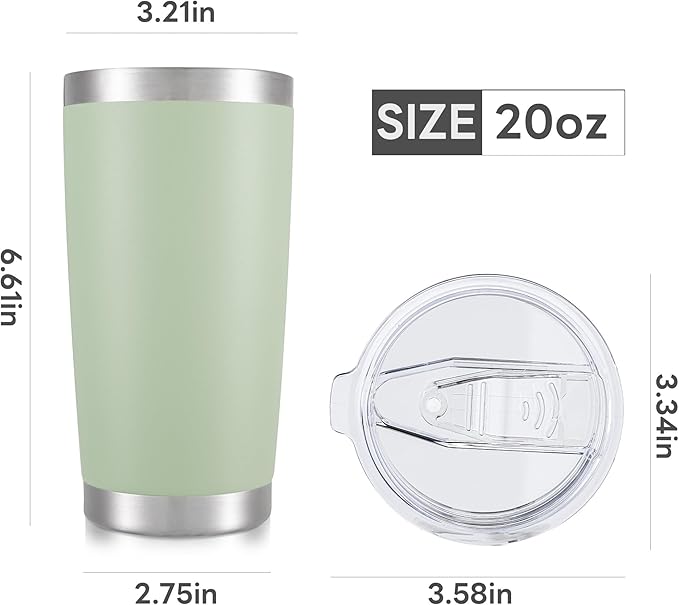20 oz Tumbler with Lid Stainless Steel Insulated Tumblers Bulk Double Wall Vacuum Cups Powder Coated Travel Mug Keep Drink Cold and Hot, Sagebrush Green, 8 Pack - Image 7