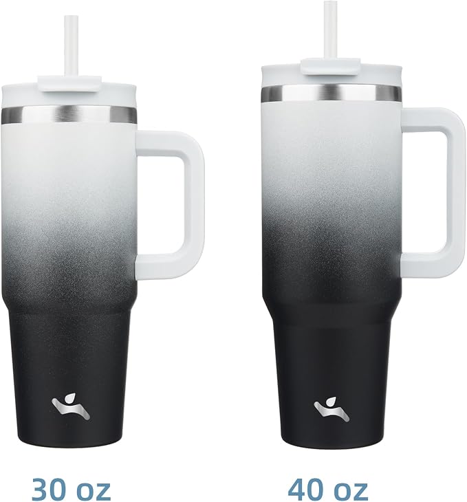Konokyo 40 oz Tumbler with Handle and 2 Straws,2 in 1 Lid Insulated Water Bottle Stainless Steel Travel Coffee Mug,Day Night - Image 3