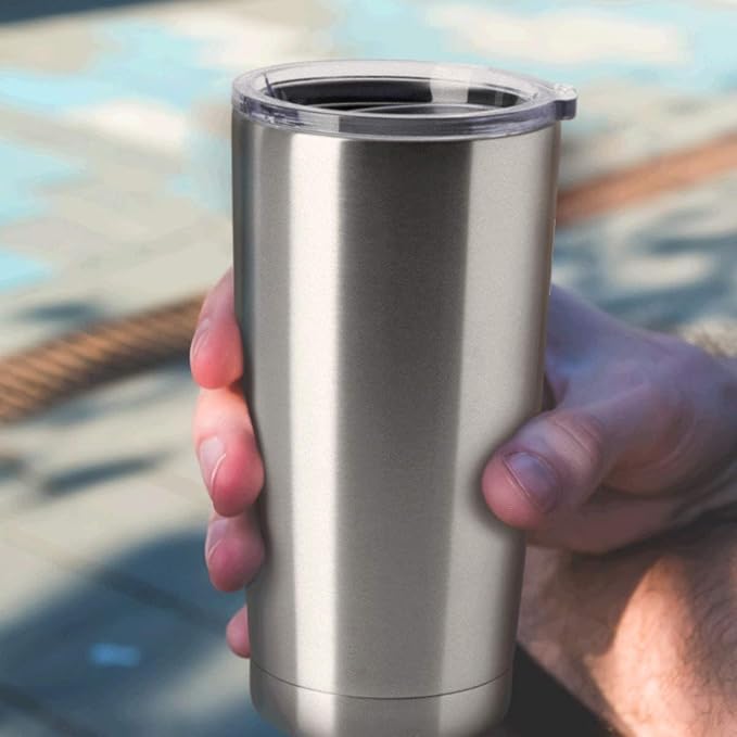 HASLE OUTFITTERS 20oz Tumblers Stainless Steel Mugs with Lid Double Wall Vacuum Insulated Coffee Cups for Cold & Hot Drinks (20oz-Stainless Steel, 12 Pack) - Image 5