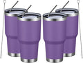 MEWAY 30oz Insulated Tumbler With Lids and Straws,Stainless Steel Double Vacuum Coffee Tumbler Cup, Brush, Durable Powder Coated Coffee Cup for Cold & Hot Drinks, Office, Travel(Purple,4 PACK) by MEWAY