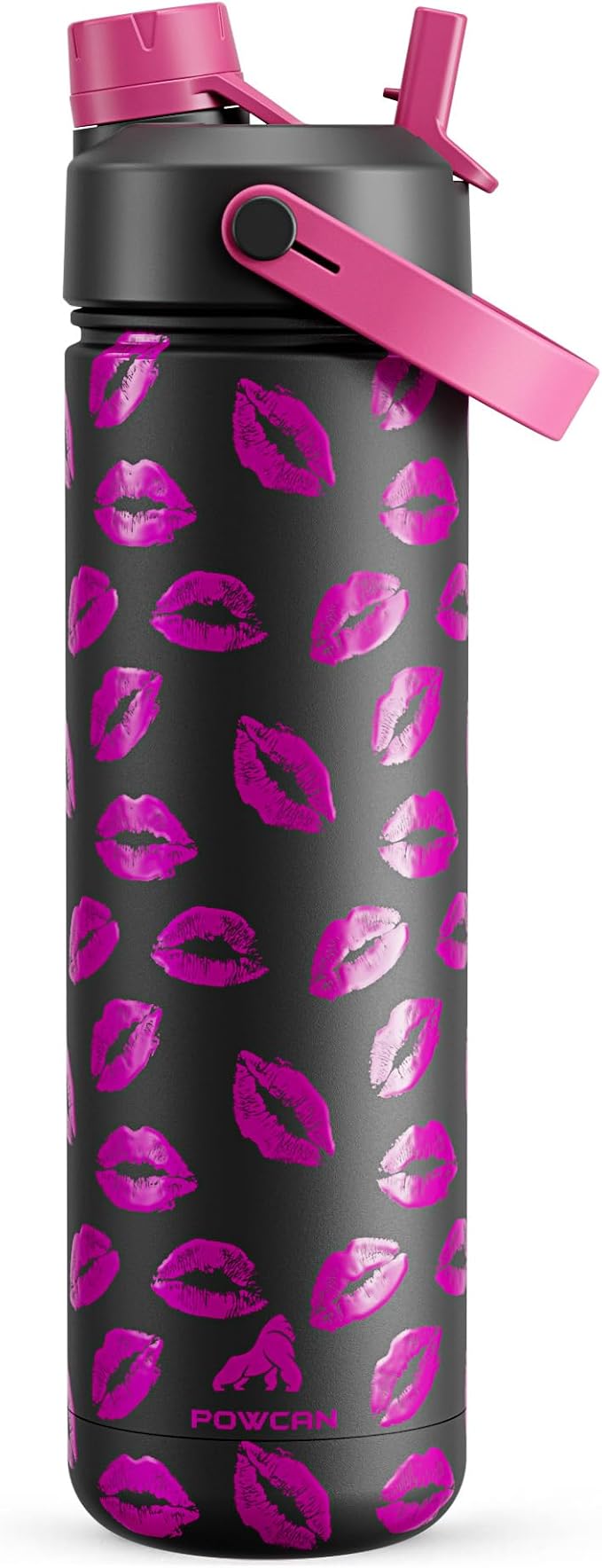 POWCAN 26 oz Insulated Water Bottle with 2-in-1 Straw and Spout Lid, Keep Cold 24H, Leak-Proof, Fits in Car Cup Holder, Stainless Steel Water Bottle for Gift, Holiday, Trip and School (Midnight Kiss) by POWCAN