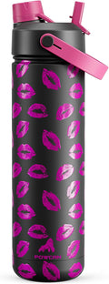 POWCAN 26 oz Insulated Water Bottle with 2-in-1 Straw and Spout Lid, Keep Cold 24H, Leak-Proof, Fits in Car Cup Holder, Stainless Steel Water Bottle for Gift, Holiday, Trip and School (Midnight Kiss) by POWCAN
