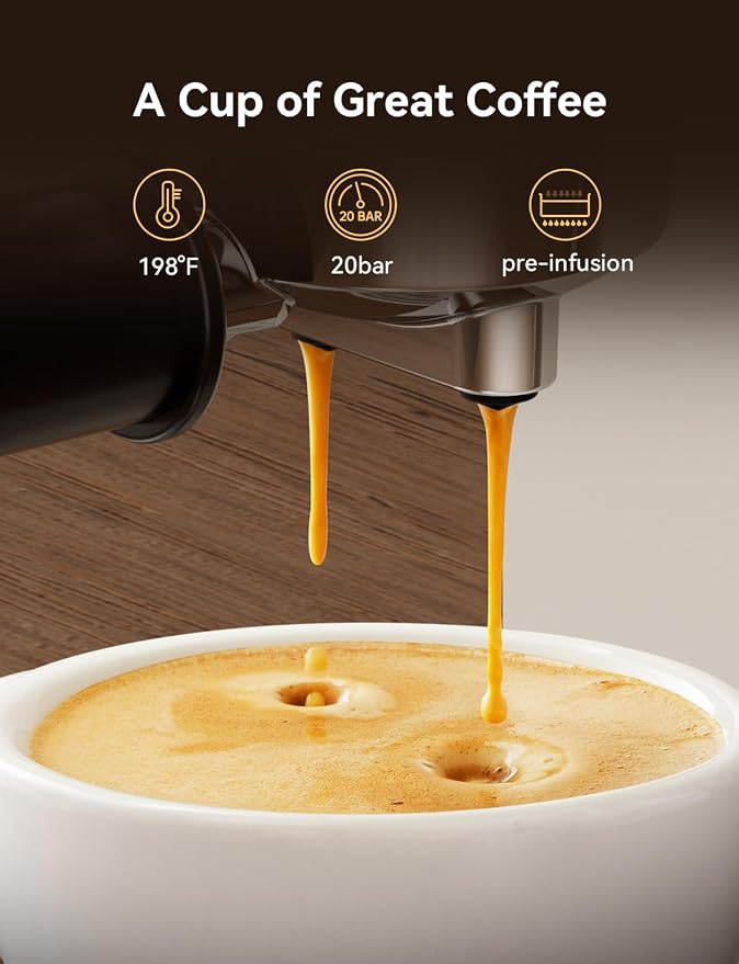 Neretva Espresso Machine 20 Bar Super Compact Espresso Coffee Machine-Beige - Image 4