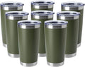 HASLE OUTFITTERS 20oz Tumblers Bulk Stainless Steel Cup with Lid Double Wall Vacuum Insulated Coffee Mug for Cold & Hot Drinks 8 Pack, Army Green by HASLEOUTFITTERS