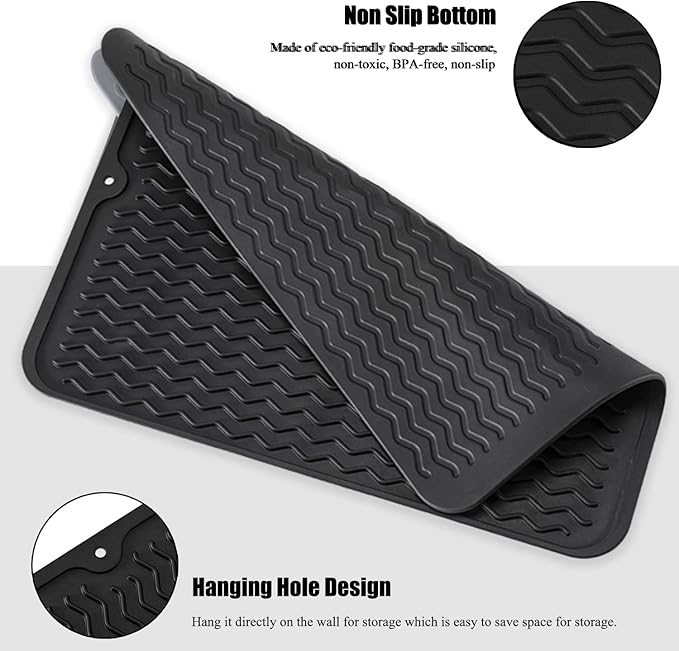 Large 24" x 18" Silicone Dish Drying Mat - Image 5