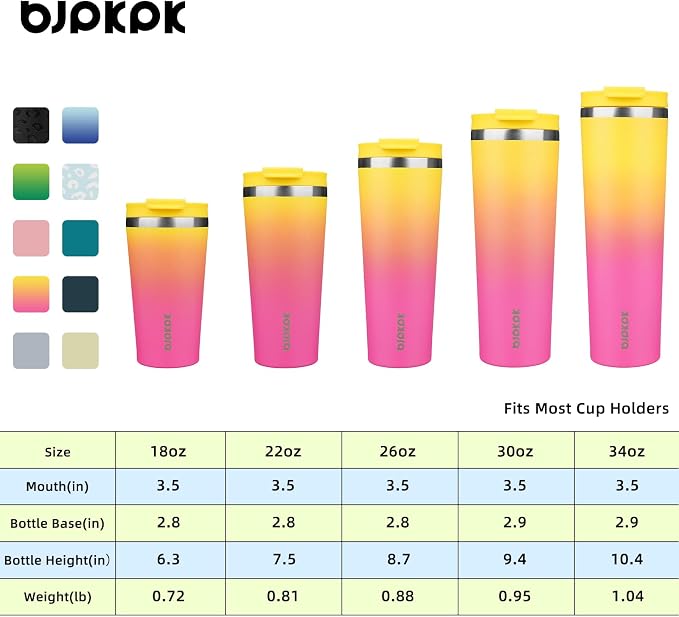 BJPKPK 34oz Stainless Steel Insulated Tumbler With lid And Straw Travel Coffee Thermal Tumblers Cup For Women And Men,Pink Yellow Rose - Image 5
