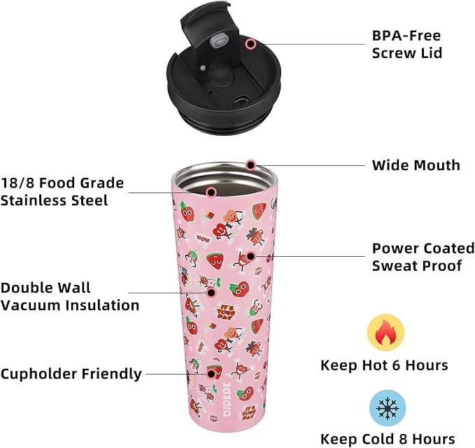 BJPKPK 30oz Stainless Steel Insulated Tumbler With lid And Straw Travel Coffee Thermal Tumblers Cup For Women And Men,Passionate Pink - Image 2