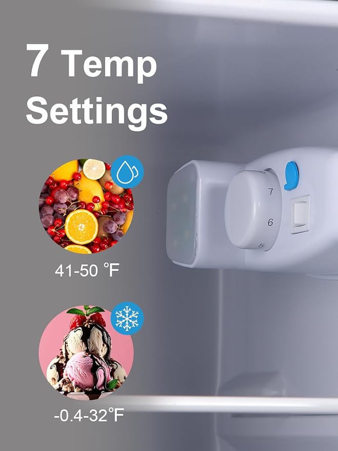 Refrigerator with Freezer 3.8 Cu.Ft Top-Freezer Compact Refrigerator Black | 7 Level Adjustable Thermostat Control, 2 Door, Lock Fresh, Energy Saving - Image 6