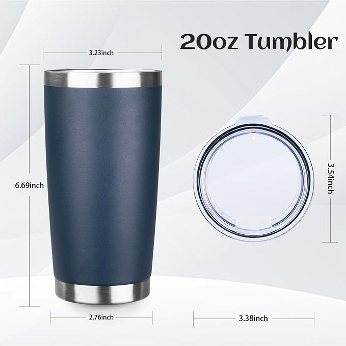 StarSpeed 20oz Tumbler Bulk with Lid, Stainless Steel Insulated Tumblers Double Wall Vacuum Insulated Travel Mug, Powder Coated Coffee Cups for Hot and Cold Drinks(Navy Blue,6) - Image 2