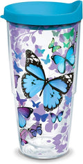 Tervis Blue Endless Butterfly Made in USA Double Walled Insulated Tumbler Travel Cup Keeps Drinks Cold & Hot, 24oz, Classic by TervisTumblerCompany