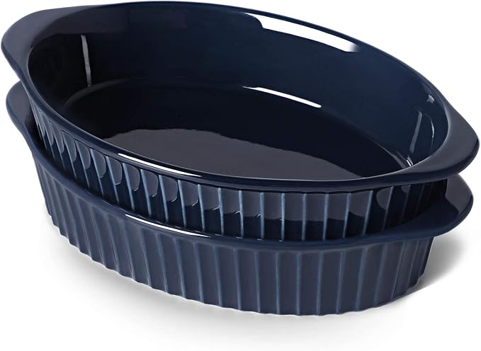LEETOYI Porcelain Small Oval Au Gratin Pans, Baking Dish Set by LEETOYI
