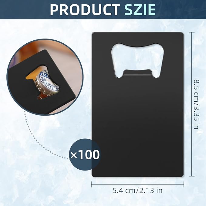 100 Pcs Stainless Steel Metal Card Beer Bottle Openers, DIY Bottle Opener - Image 2