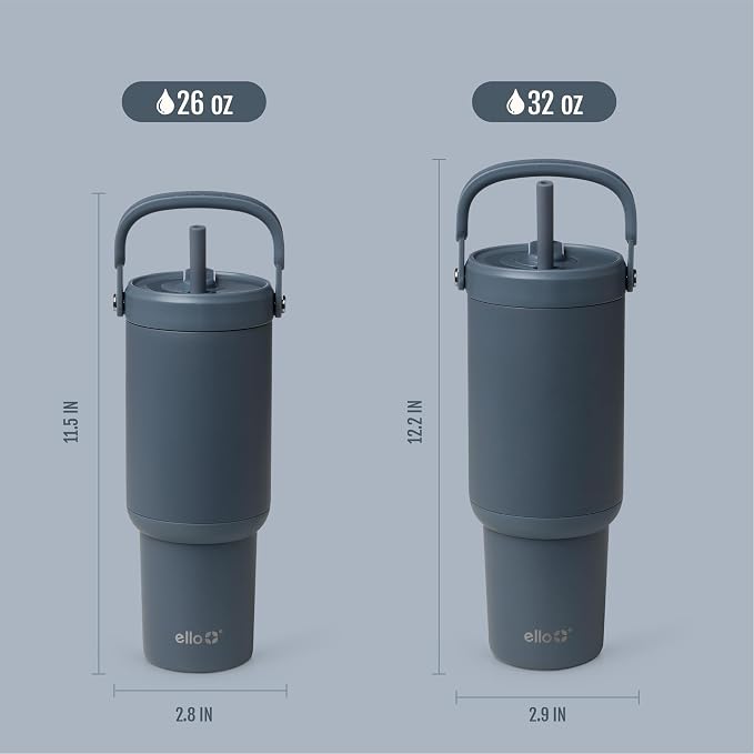 Ello Oasis Go+ 26oz Tumbler with Top Handle and Retracting Straw | Reusable Insulated Stainless Steel Cup, 100% Leakproof Water Bottle, 24 Hours Cold, Cup Holder Friendly For Travel | Horizon - Image 6