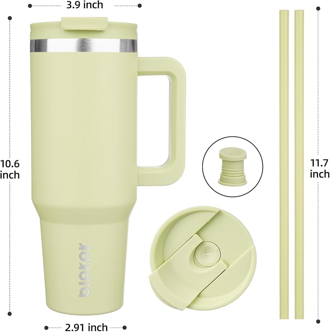 BJPKPK Tumbler With Handle 40 oz Stainless Steel Insulated Tumbler With Lid And Straw For Water Or Ice Coffee,Macaron Green - Image 3