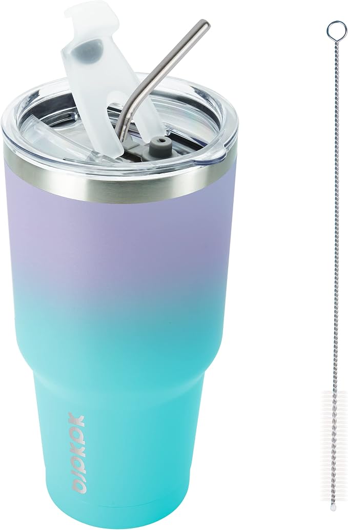 BJPKPK 30oz Tumbler Stainless Steel Double Wall Vacuum Insulated Mug with Straw and Lid for Women and Men,Lavender Green by BJPKPK