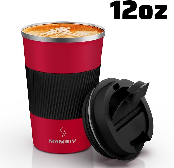 MOMSIV 12oz Travel Mug, Insulated Coffee Cup with Leakproof Lid, Vacuum Stainless Steel Double Walled Reusable Tumbler for Hot and Cold Water Coffee and Tea In Travel and Car - Image 8