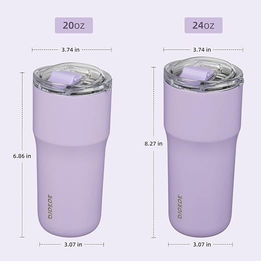 BJPKPK Insulated Tumbler with Lid,24oz Stainless Steel Tumbler,Double Wall Travel Coffee Mug Thermal cup,Keep Drinks Cold and Hot,Lavender - Image 5