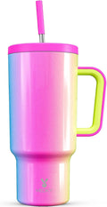 Meoky 40oz Tumbler with Handle, Leak-proof Lid and Straw, Insulated Coffee Mug Stainless Steel Travel Mug, Keeps Cold for 34 Hours or Hot for 10 Hours (Carnival) by MEOKY