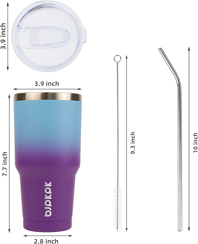 BJPKPK 30oz Color Block Tumbler With Lid And Straw,Stainless Steel Double Wall Vacuum Insulated Tumblers,Ocean Dream - Image 4