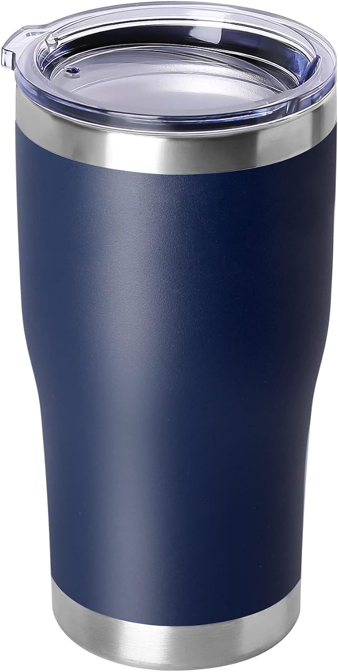DOMICARE 20oz Tumbler with Lid Stainless Steel Tumblers Bulk, Double Wall Vacuum Insulated Coffee Travel Mug Powder Coated Tumbler, 1 Count (Pack of 1) Navy by VisittheDOMICARE