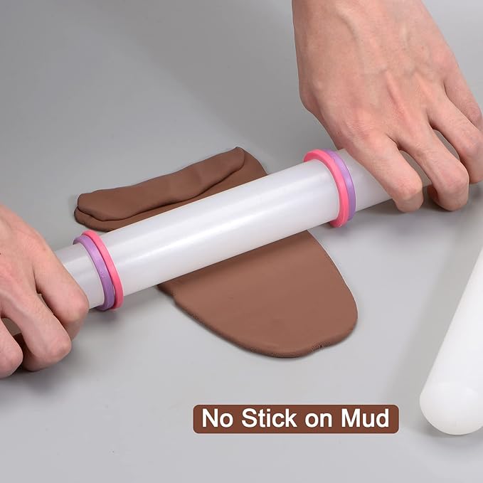 HARFINGTON Fondant Rolling Pin 20 Inch x 1.38 Inch Adjustable Guide Rings - Image 5
