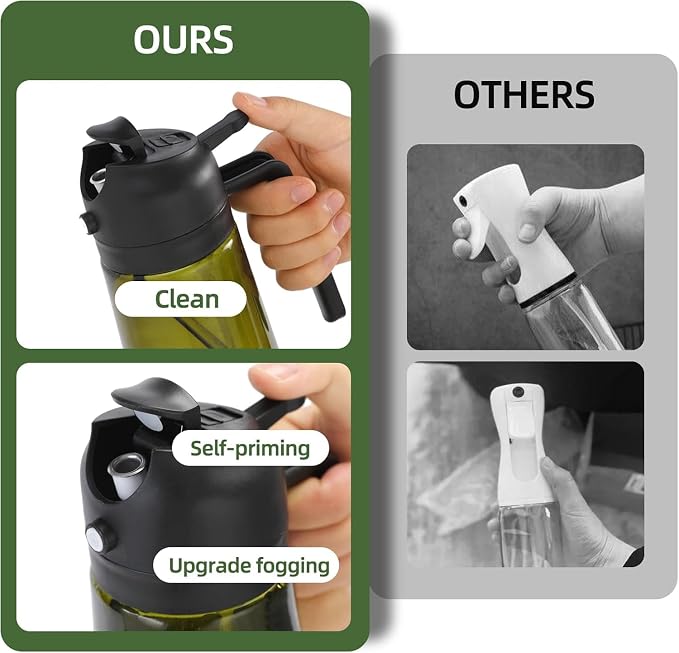 Aovdy Oil Sprayer for Cooking 16oz, 2 in 1 Olive Oil Dispenser and Oil Sprayer - Image 4