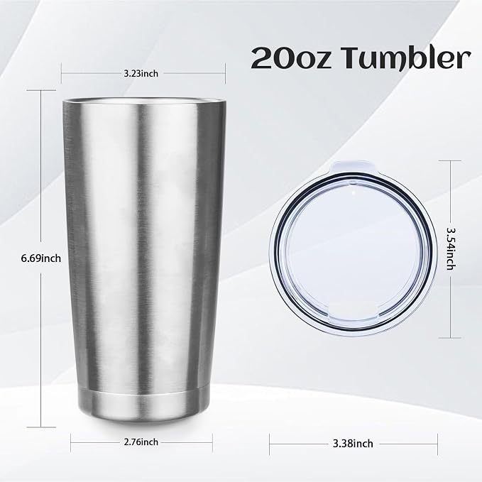StarSpeed 20oz Tumbler Bulk with Lid, Stainless Steel Insulated Tumblers Double Wall Vacuum Insulated Travel Mug, Powder Coated Coffee Cups for Hot and Cold Drinks(Silver,6) - Image 2
