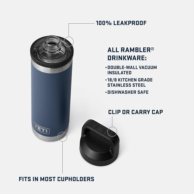 YETI Rambler 18 oz Bottle, Vacuum Insulated, Leakproof, Stainless Steel with Chug Cap, Cherry Blossom - Image 2