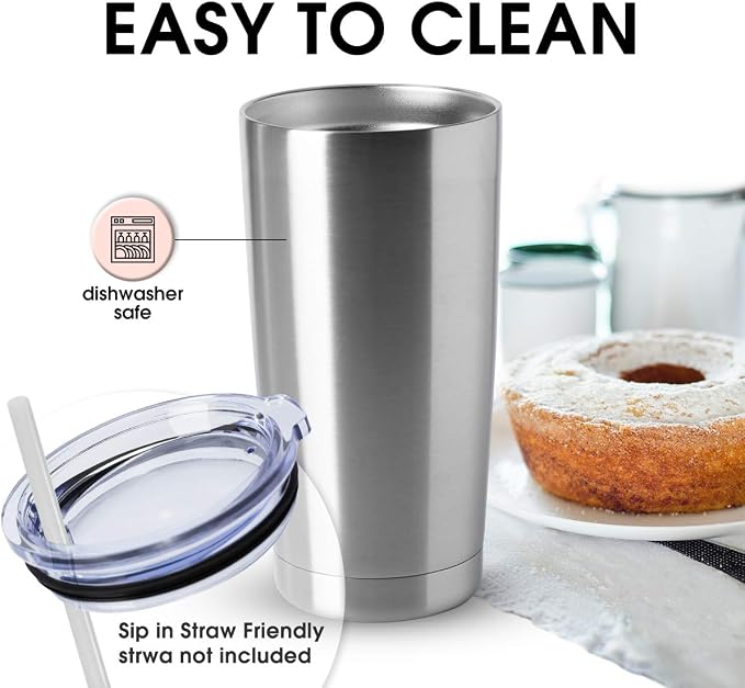 HASLE OUTFITTERS 20oz Tumblers Bulk Stainless Steel Cups with Lid Double Wall Vacuum Insulated Coffee Mugs for Cold & Hot Drinks 8 Pack - Image 3