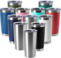 HASLE OUTFITTERS 20oz Tumblers Stainless Steel Mugs with Lid Double Wall Vacuum Insulated Coffee Cups for Cold & Hot Drinks (20oz-Mix, 12 Pack) by HASLEOUTFITTERS