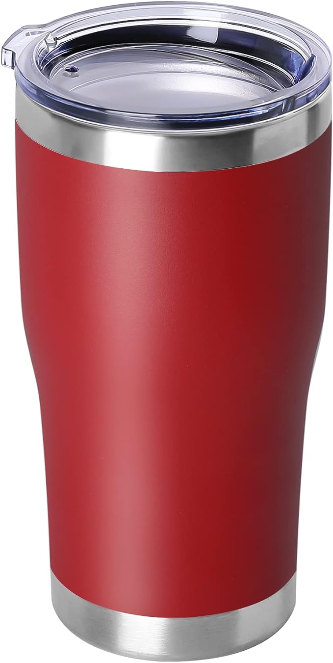 DOMICARE 20oz Tumbler with Lid Stainless Steel Tumblers Bulk, Double Wall Vacuum Insulated Coffee Travel Mug Powder Coated Tumbler, 1 Count (Pack of 1) Red by VisittheDOMICARE