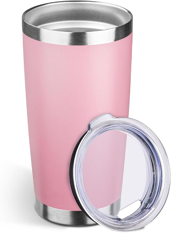 StarSpeed 20oz Tumbler Bulk with Lid, Stainless Steel Insulated Tumblers Double Wall Vacuum Insulated Travel Mug, Powder Coated Coffee Cups for Hot and Cold Drinks(Lght Pink,1) by StarSpeed