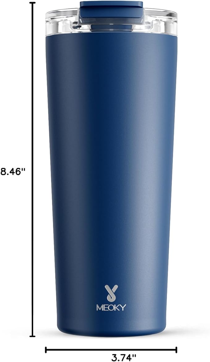 Meoky 24 oz Travel Coffee Mug with Leak-proof Lid, Stainless Steel Insulated Coffee Tumbler, Keeps Hot for 8 Hours or Cold for 24 Hours, Fits in Car Cup Holder (Sea) - Image 3