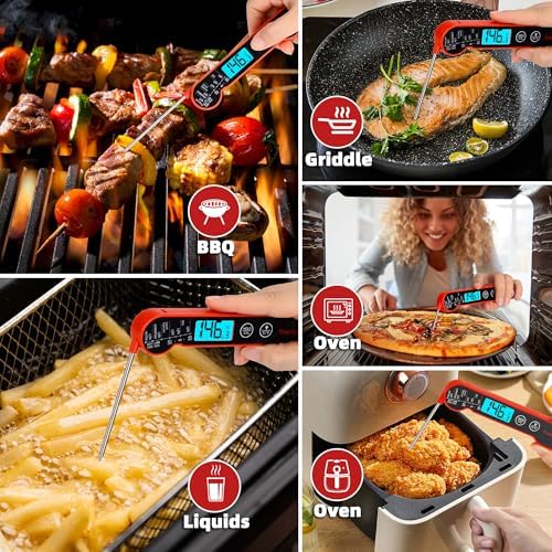 Professional Digital Meat Thermometer Instant Read Waterproof – Folding Probe Food Thermometer with Backlight & Calibration, Fast Read for BBQ, Grill, Deep Fry, Cooking, Liquids, Gift for Chef - Image 2