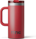 RTIC 16oz Road Trip Travel Mug with Lid and Handle, Ceramic Lined, Insulated, Stainless Steel, Metal, Double Wall Vacuum-Insulation, Portable Coffee, Tea Cup for Hot and Cold Drink, Flag Red by RTIC