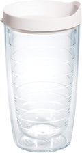 Tervis Clear & Colorful Lidded Made in USA Double Walled Insulated Tumbler Travel Cup Keeps Drinks Cold & Hot, 16oz, White Lid by TervisTumblerCompany